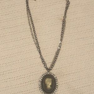 Black mourning cameo necklace